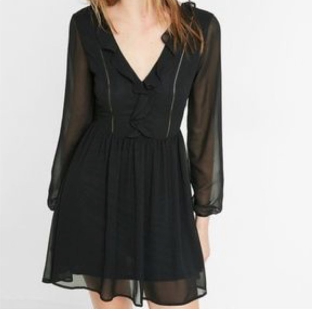 v neck beach wedding dress A-Line Sheer Sleeved Deep with Floral Accen – WhenGirl priority-01-genevieve-ruffle-gown-graphite Sweep Train 8 Size:UK 8 Open Back Cotton Maxi